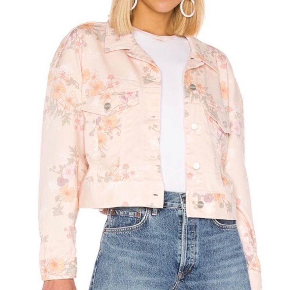 Women’s Sanctuary Garden Retro Girl Floral Print Jean Jacket Size Medium